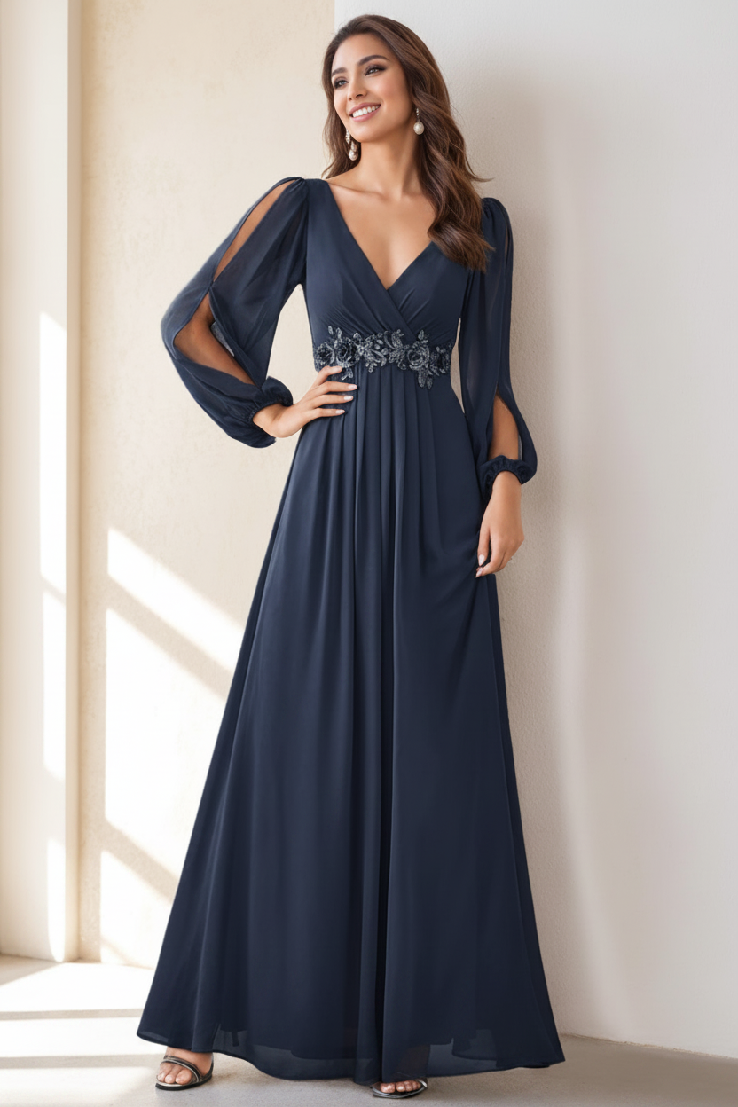 A-Line/Princess V-Neck Floor Length Elegant Mother of the Bride Dresses With Embroidery