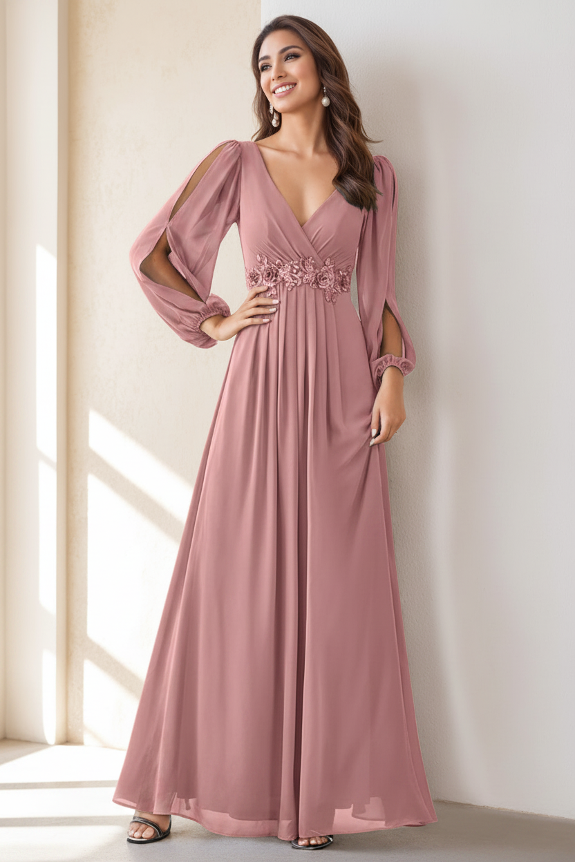 A-Line/Princess V-Neck Floor Length Elegant Mother of the Bride Dresses With Embroidery