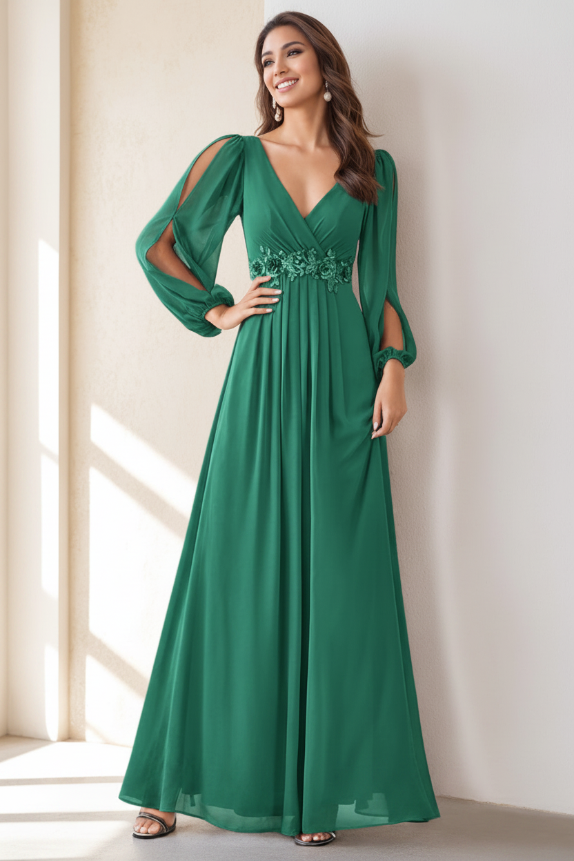 A-Line/Princess V-Neck Floor Length Elegant Mother of the Bride Dresses With Embroidery