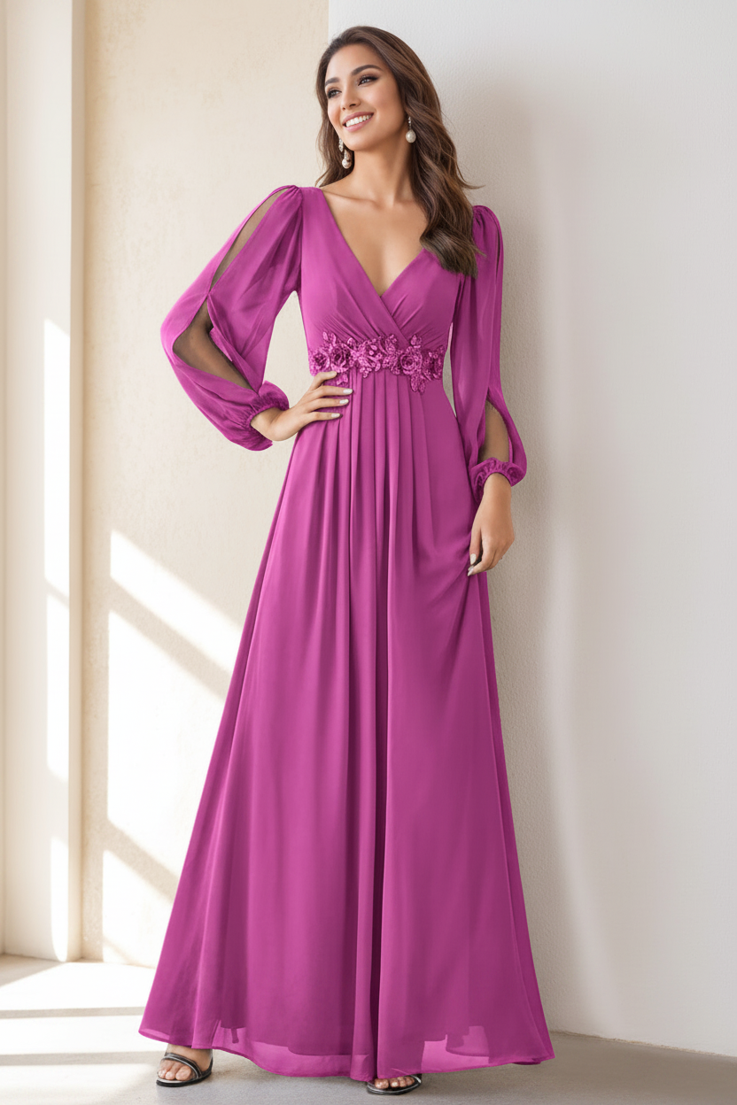 A-Line/Princess V-Neck Floor Length Elegant Mother of the Bride Dresses With Embroidery