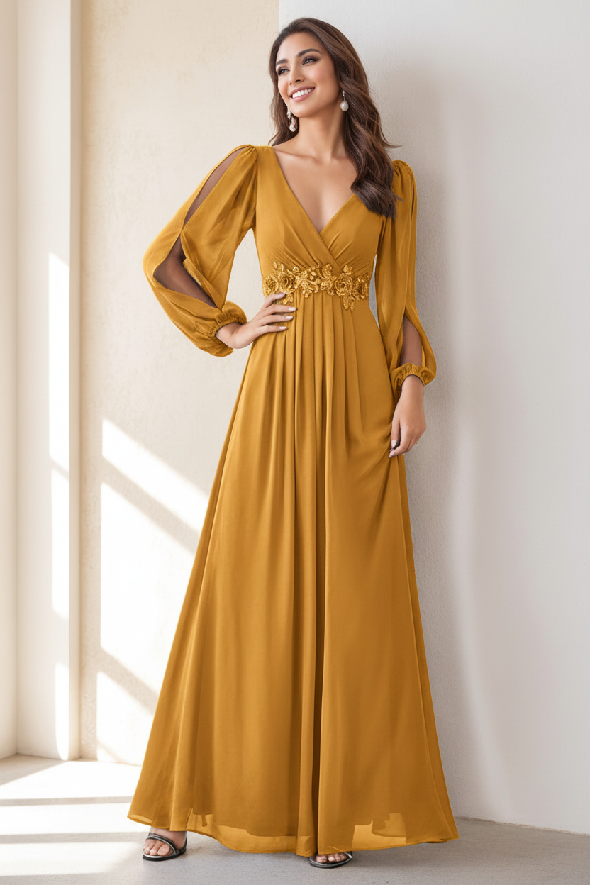 A-Line/Princess V-Neck Floor Length Elegant Mother of the Bride Dresses With Embroidery