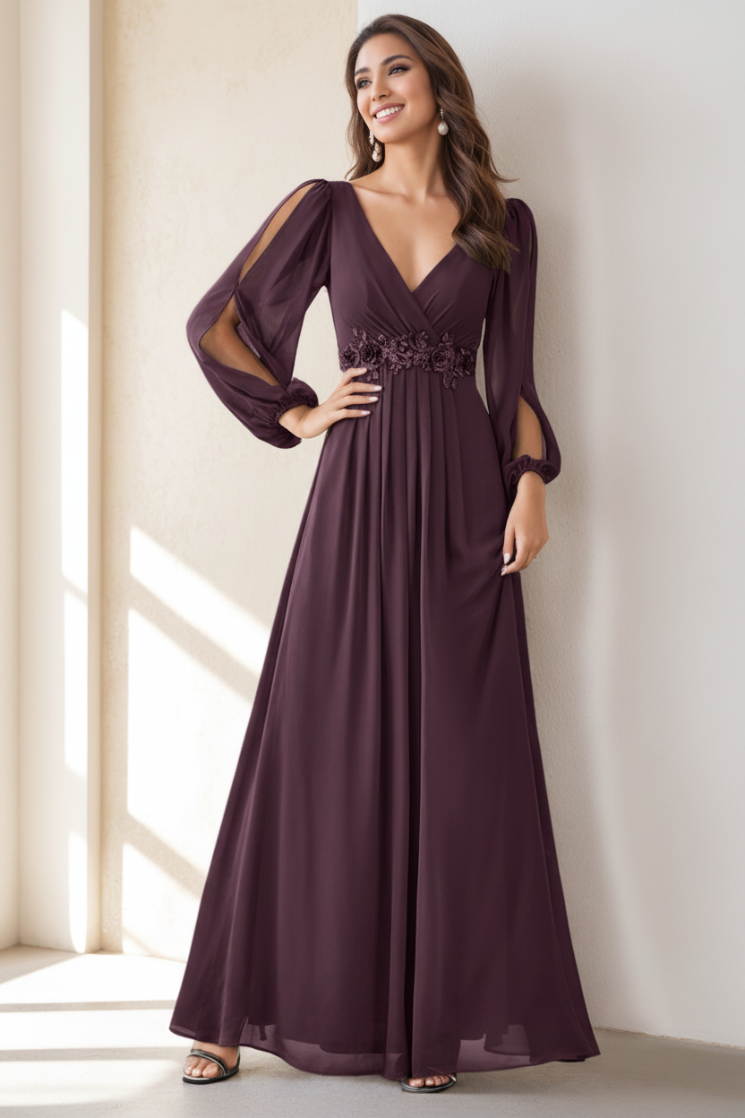 A-Line/Princess V-Neck Floor Length Elegant Mother of the Bride Dresses With Embroidery