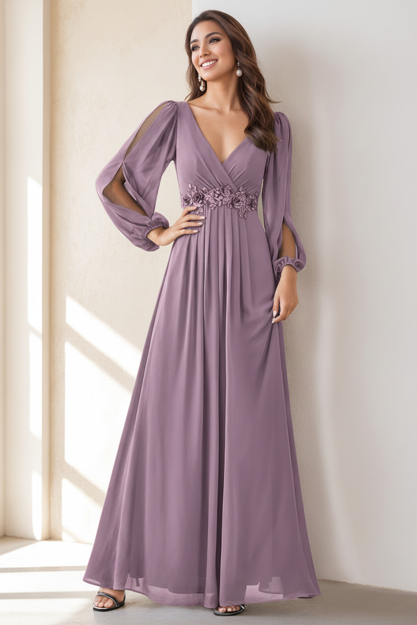 A-Line/Princess V-Neck Floor Length Elegant Mother of the Bride Dresses With Embroidery