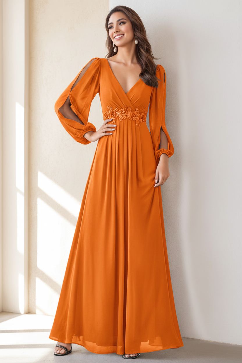 A-Line/Princess V-Neck Floor Length Elegant Mother of the Bride Dresses With Embroidery