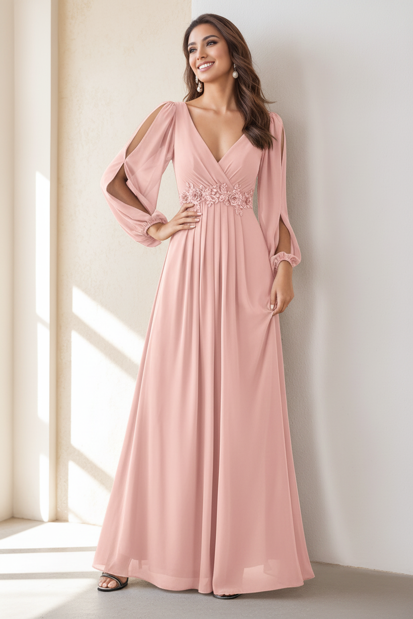 A-Line/Princess V-Neck Floor Length Elegant Mother of the Bride Dresses With Embroidery