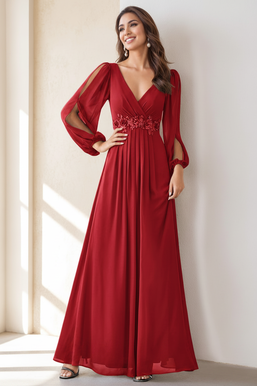 A-Line/Princess V-Neck Floor Length Elegant Mother of the Bride Dresses With Embroidery