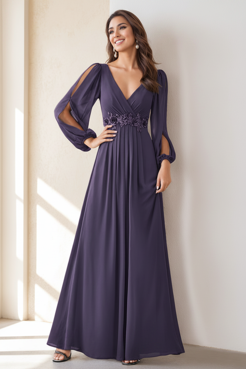 A-Line/Princess V-Neck Floor Length Elegant Mother of the Bride Dresses With Embroidery