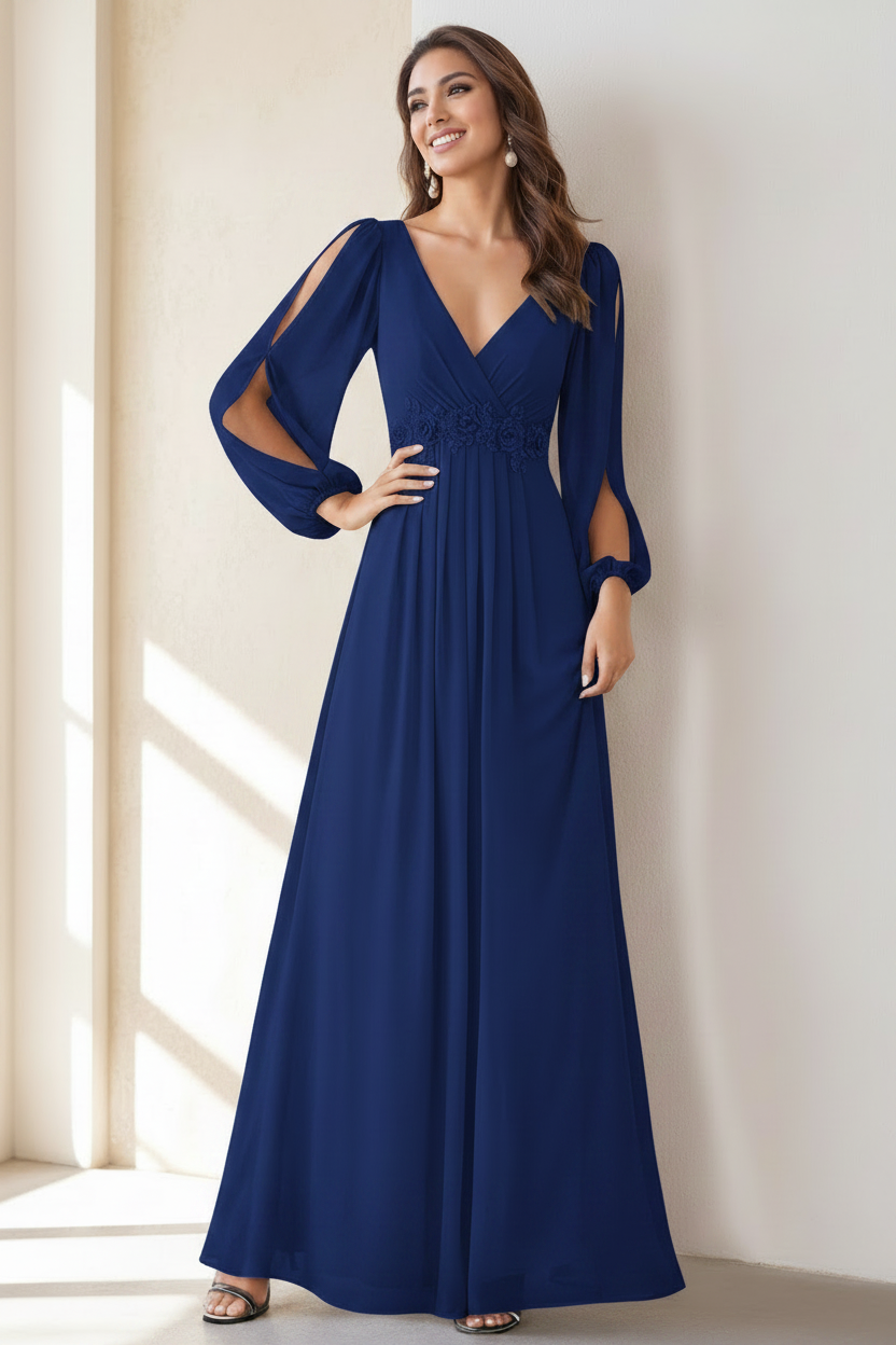 A-Line/Princess V-Neck Floor Length Elegant Mother of the Bride Dresses With Embroidery