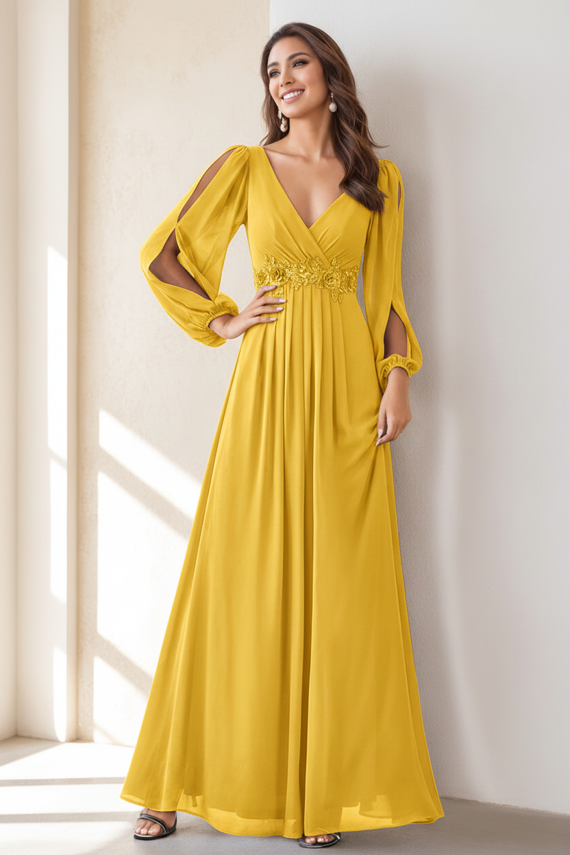 A-Line/Princess V-Neck Floor Length Elegant Mother of the Bride Dresses With Embroidery
