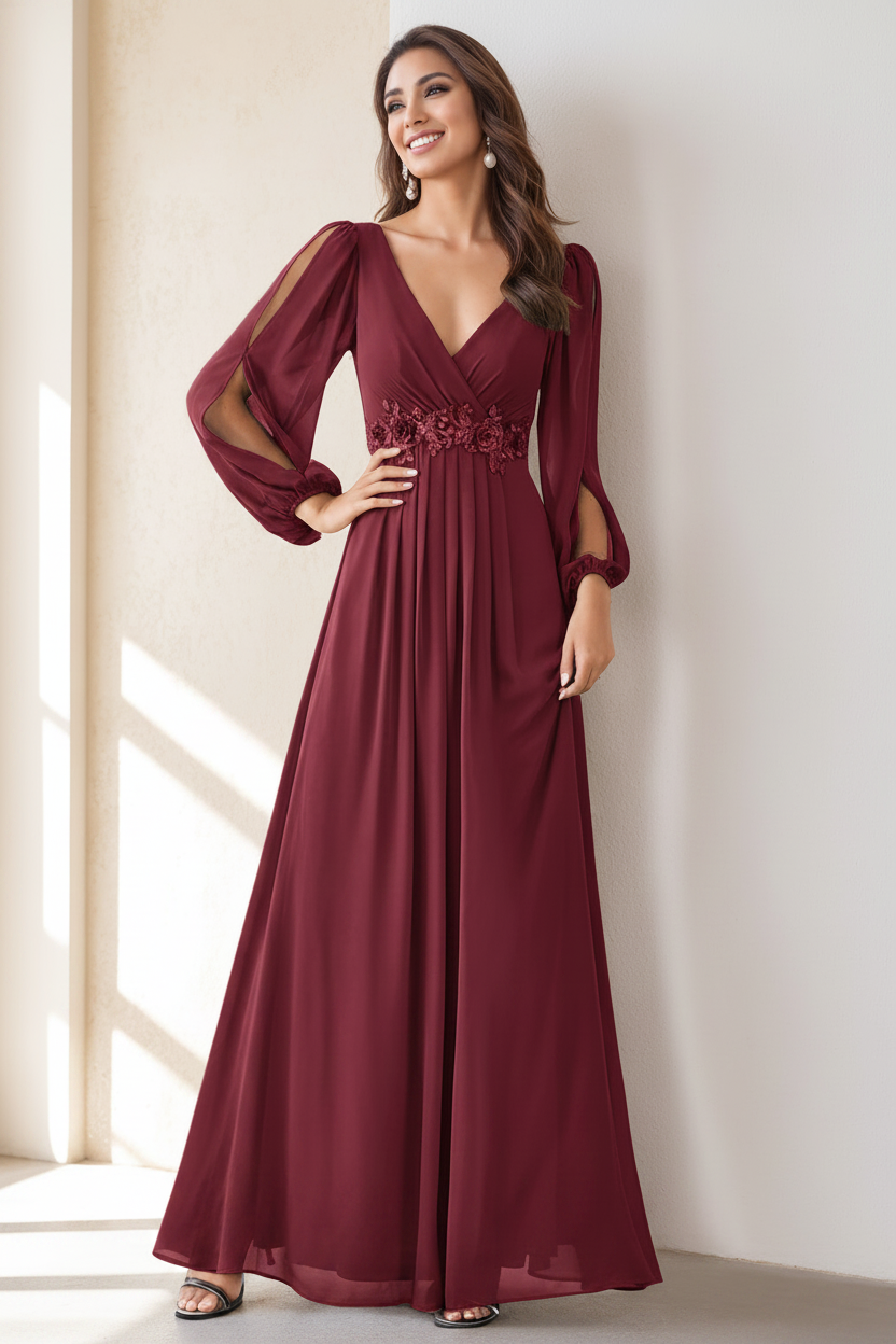 A-Line/Princess V-Neck Floor Length Elegant Mother of the Bride Dresses With Embroidery