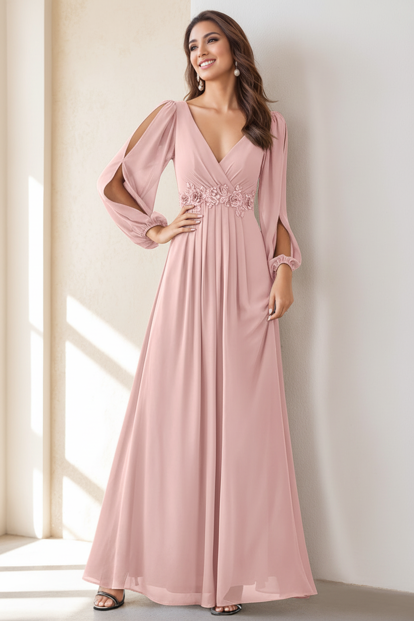 A-Line/Princess V-Neck Floor Length Elegant Mother of the Bride Dresses With Embroidery