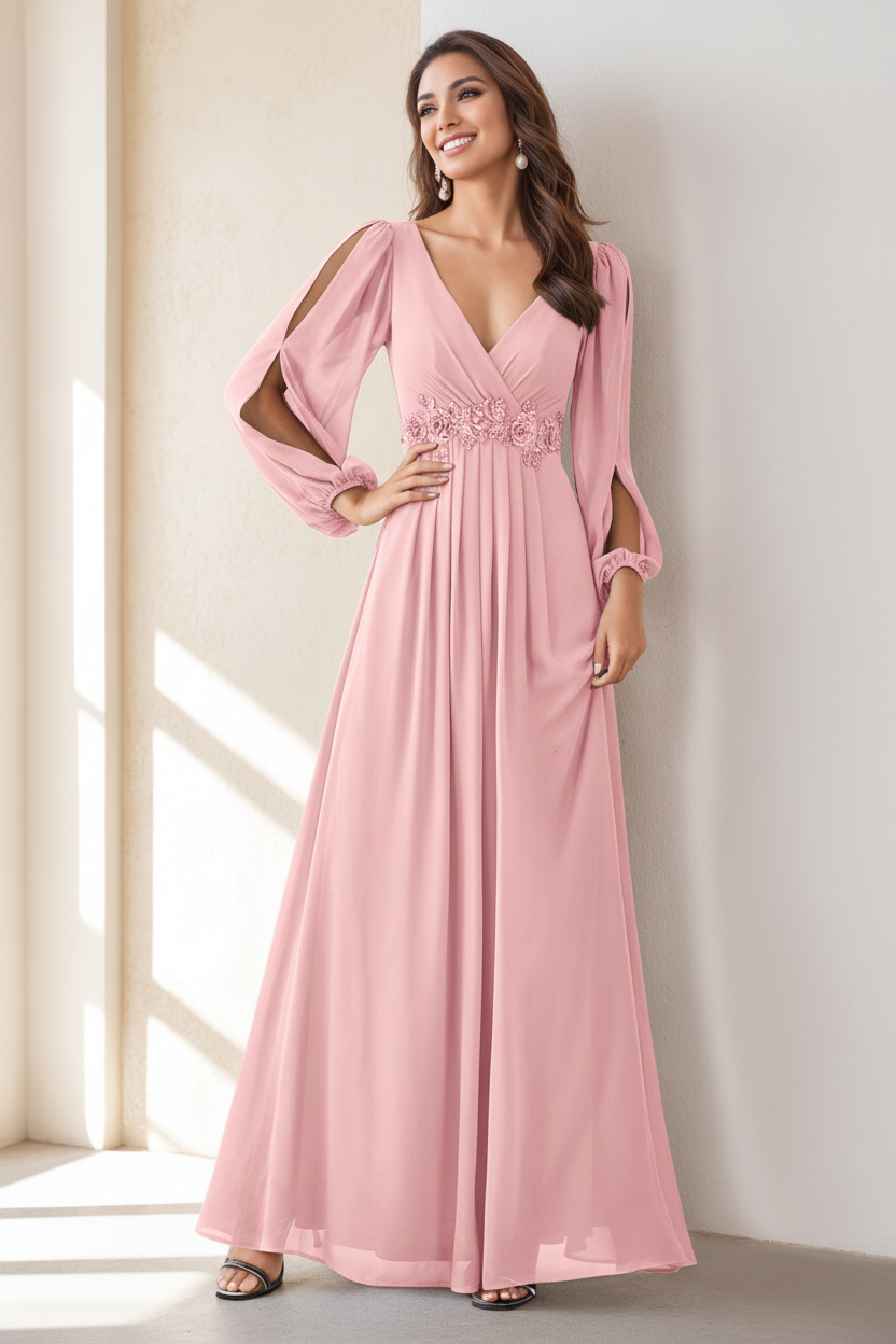 A-Line/Princess V-Neck Floor Length Elegant Mother of the Bride Dresses With Embroidery
