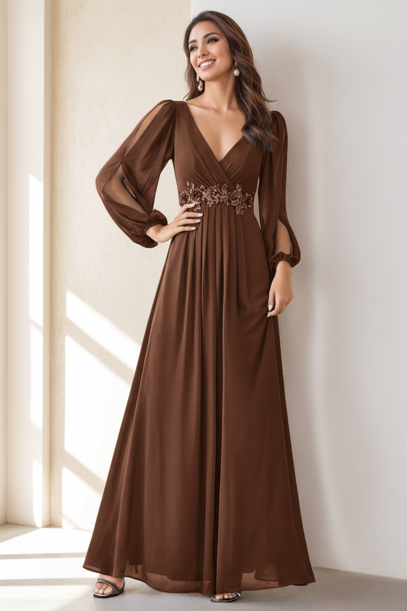 A-Line/Princess V-Neck Floor Length Elegant Mother of the Bride Dresses With Embroidery