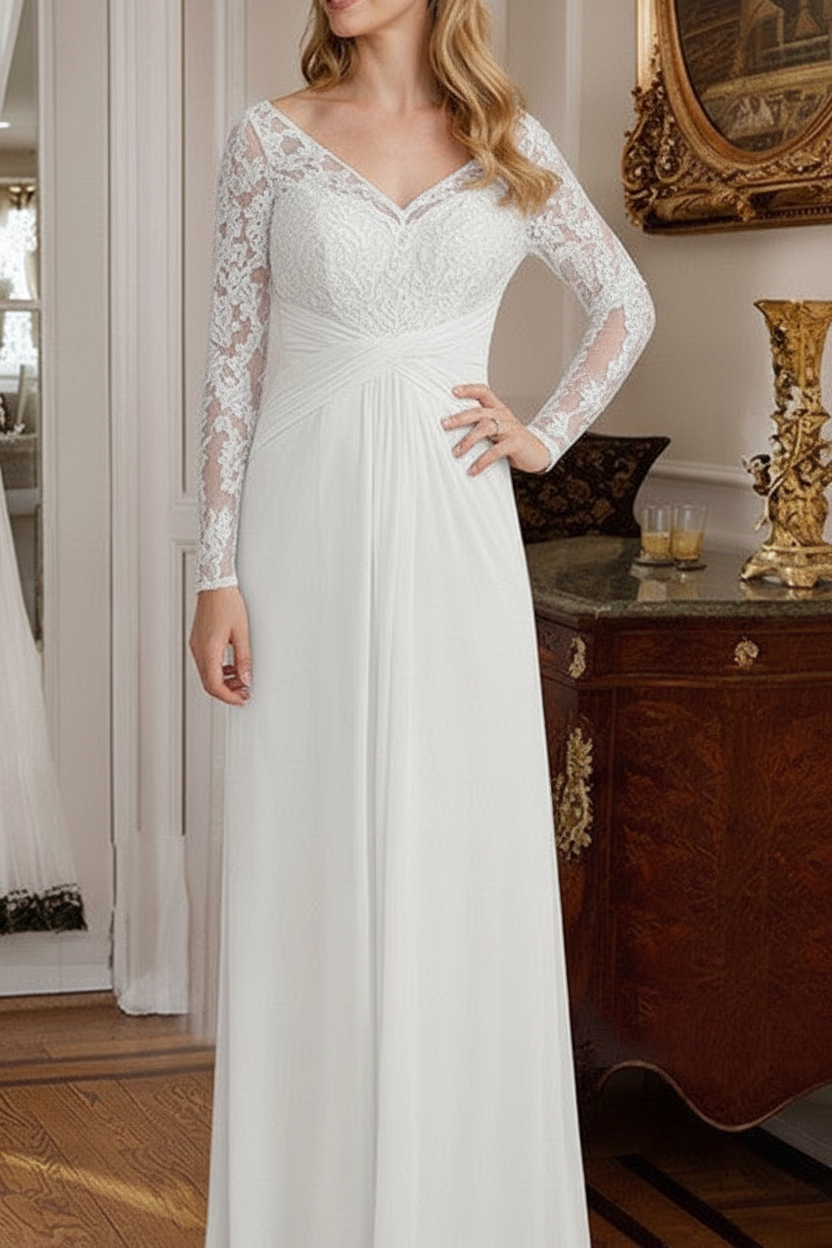 A-Line/Princess V-Neck Floor-Length Mother Of The Bride Dresses With Lace Ruffle