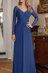 A-Line/Princess V-Neck Floor-Length Mother Of The Bride Dresses With Lace Ruffle