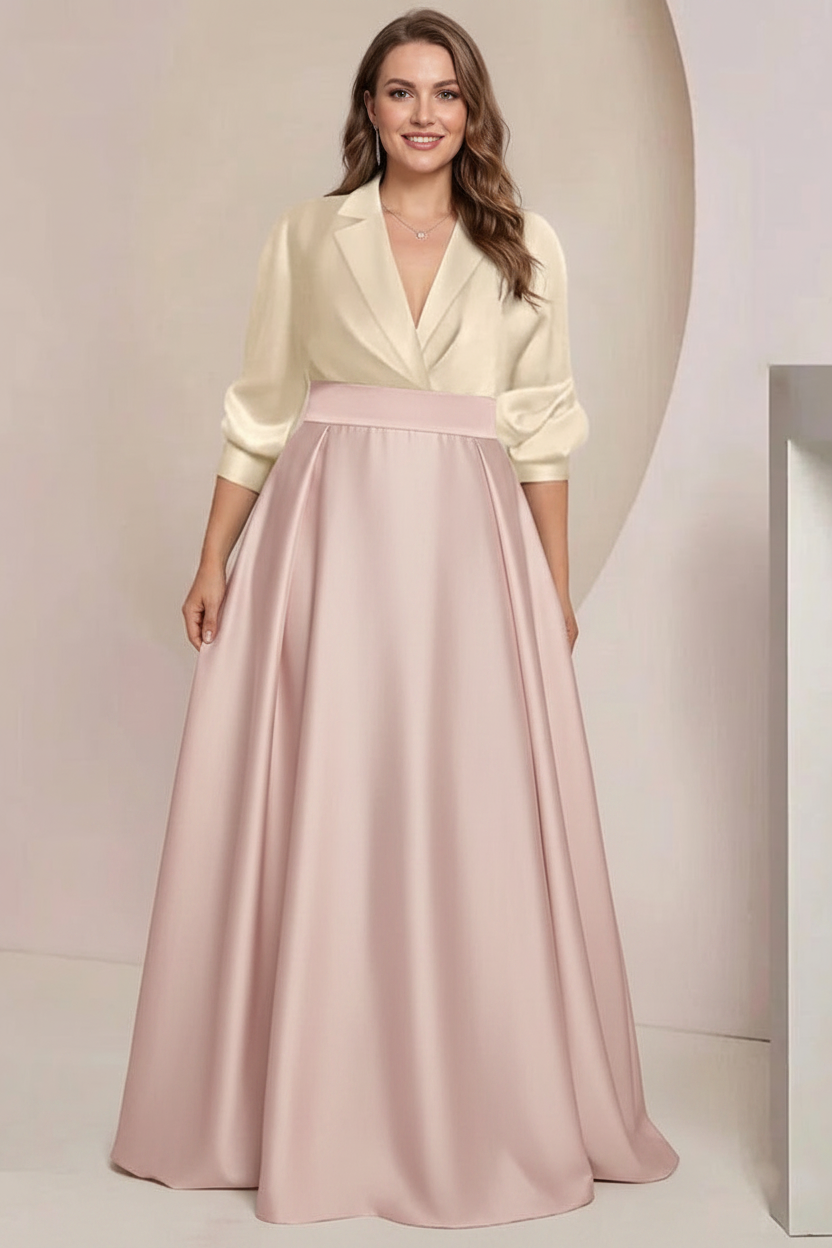 A-Line/Princess V-Neck Long Sleeves Plus Size Mother Of The Bride Dresses With Pockets