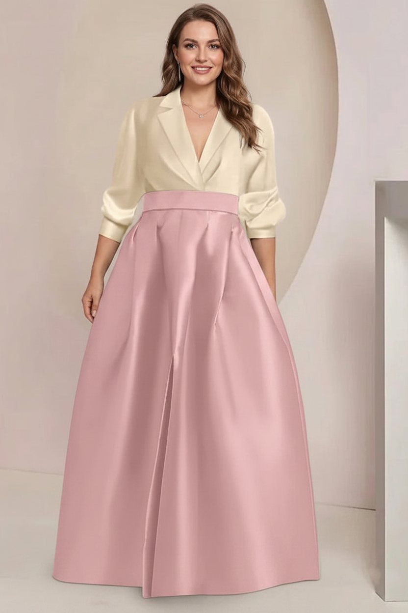 A-Line/Princess V-Neck Long Sleeves Plus Size Mother Of The Bride Dresses With Pockets