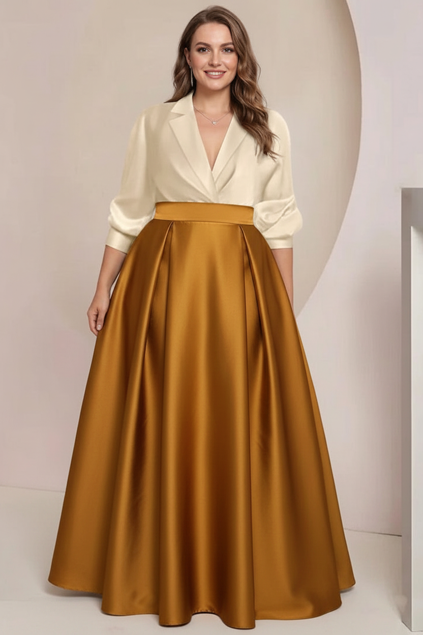 A-Line/Princess V-Neck Long Sleeves Plus Size Mother Of The Bride Dresses With Pockets