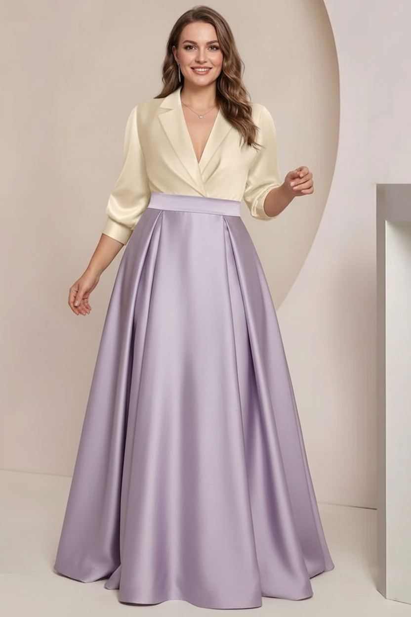 A-Line/Princess V-Neck Long Sleeves Plus Size Mother Of The Bride Dresses With Pockets