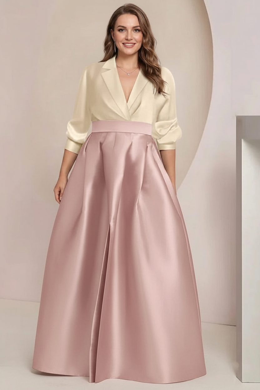 A-Line/Princess V-Neck Long Sleeves Plus Size Mother Of The Bride Dresses With Pockets