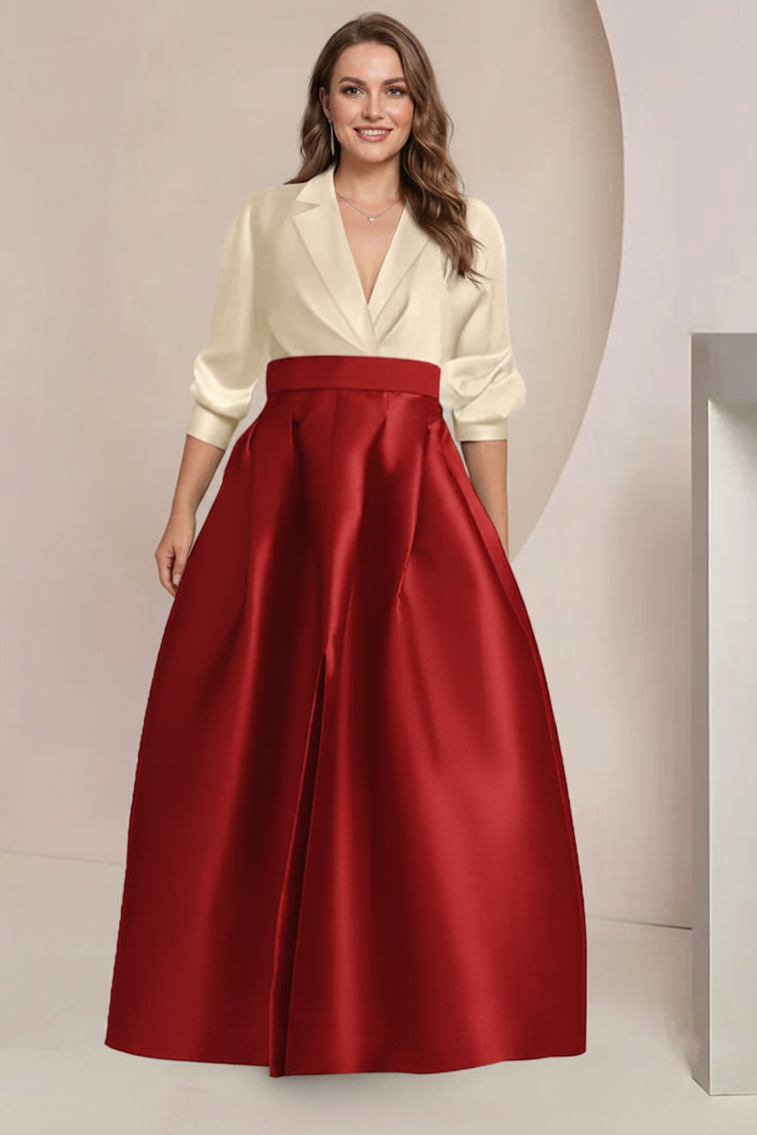 A-Line/Princess V-Neck Long Sleeves Plus Size Mother Of The Bride Dresses With Pockets