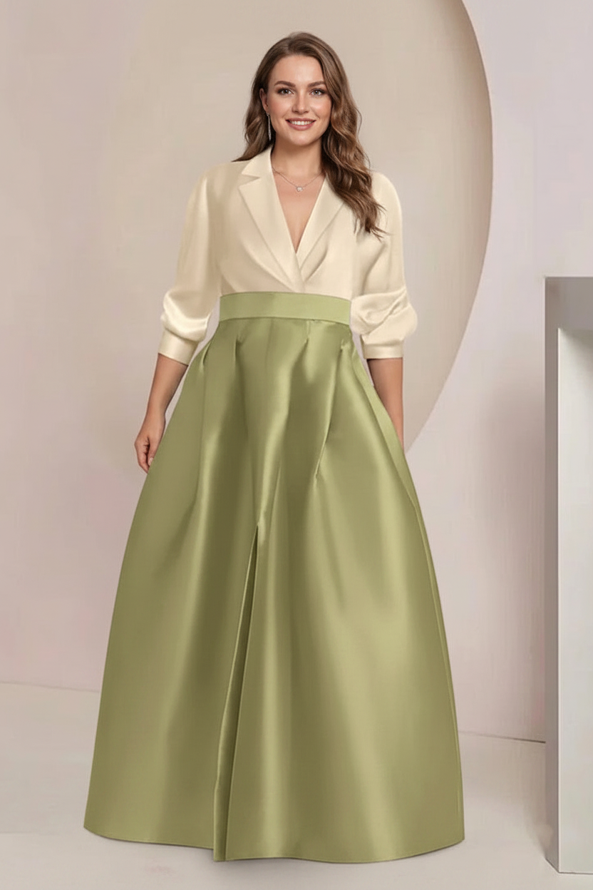 A-Line/Princess V-Neck Long Sleeves Plus Size Mother Of The Bride Dresses With Pockets
