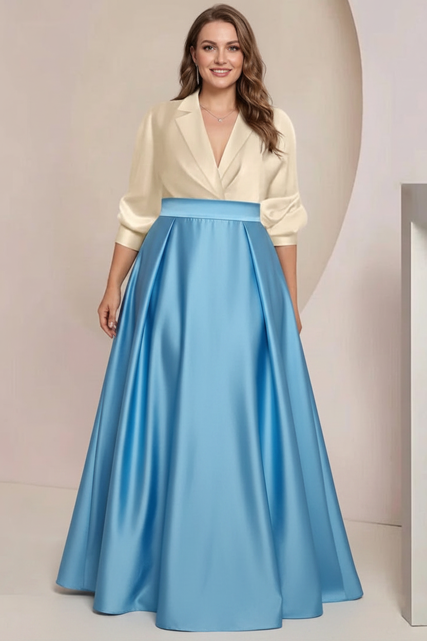 A-Line/Princess V-Neck Long Sleeves Plus Size Mother Of The Bride Dresses With Pockets