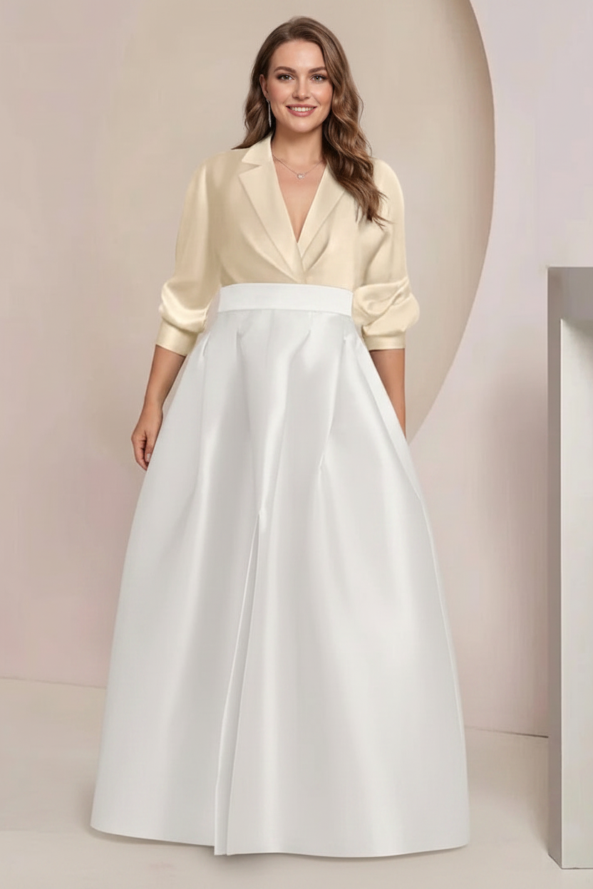 A-Line/Princess V-Neck Long Sleeves Plus Size Mother Of The Bride Dresses With Pockets
