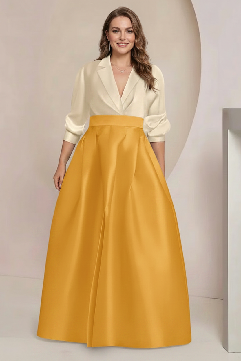 A-Line/Princess V-Neck Long Sleeves Plus Size Mother Of The Bride Dresses With Pockets
