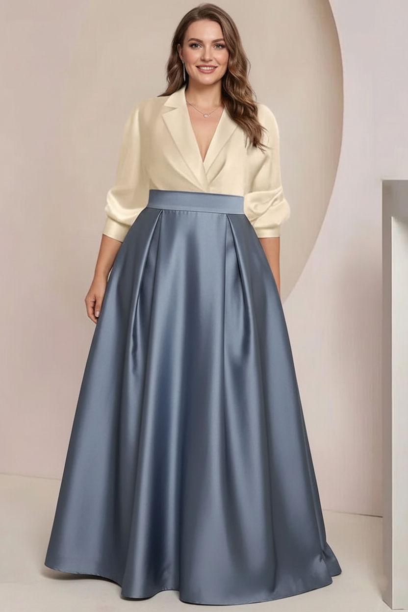 A-Line/Princess V-Neck Long Sleeves Plus Size Mother Of The Bride Dresses With Pockets