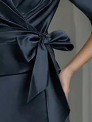 A-Line/Princess V-Neck Satin Ankle Length Elegant Mother of the Bride Dresses