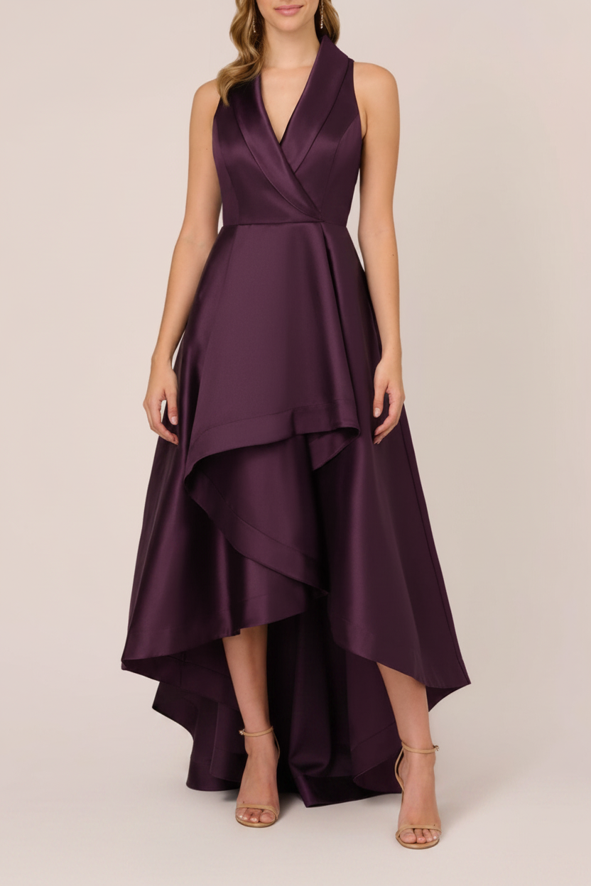 A-Line/Princess V-Neck Sleeveless Asymmetrical Mother Of The Bride & Groom Dresses
