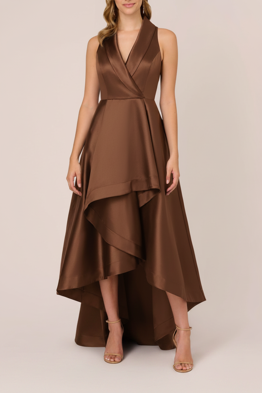 A-Line/Princess V-Neck Sleeveless Asymmetrical Mother Of The Bride & Groom Dresses