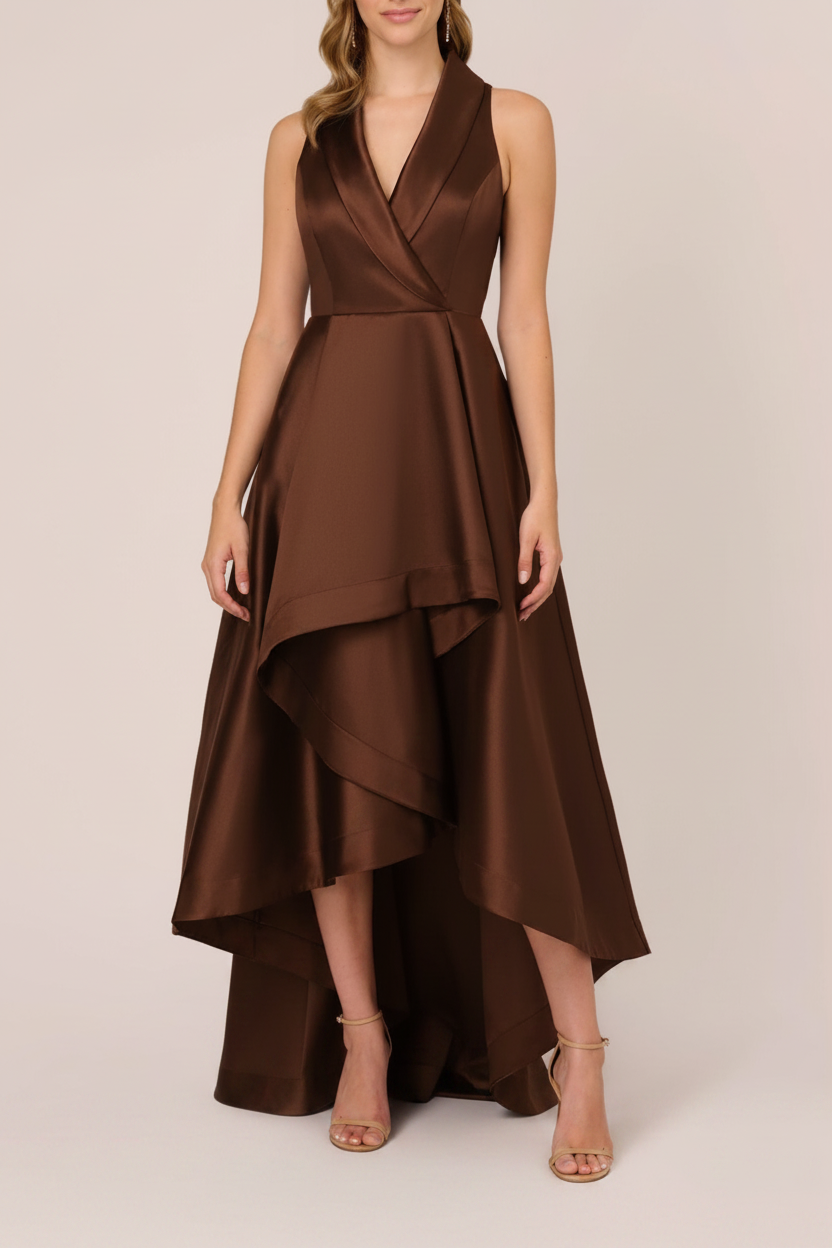A-Line/Princess V-Neck Sleeveless Asymmetrical Mother Of The Bride & Groom Dresses