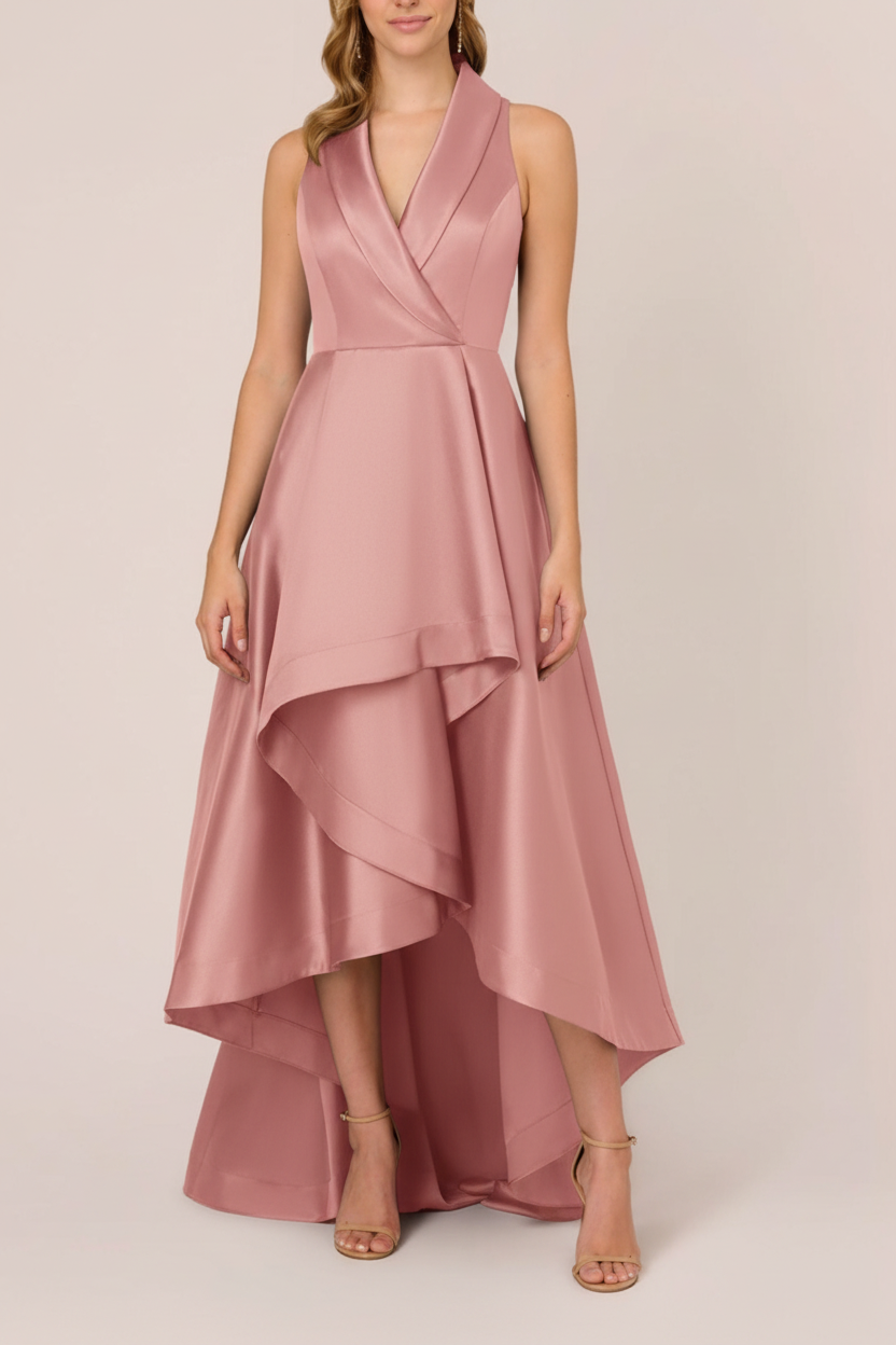 A-Line/Princess V-Neck Sleeveless Asymmetrical Mother Of The Bride & Groom Dresses