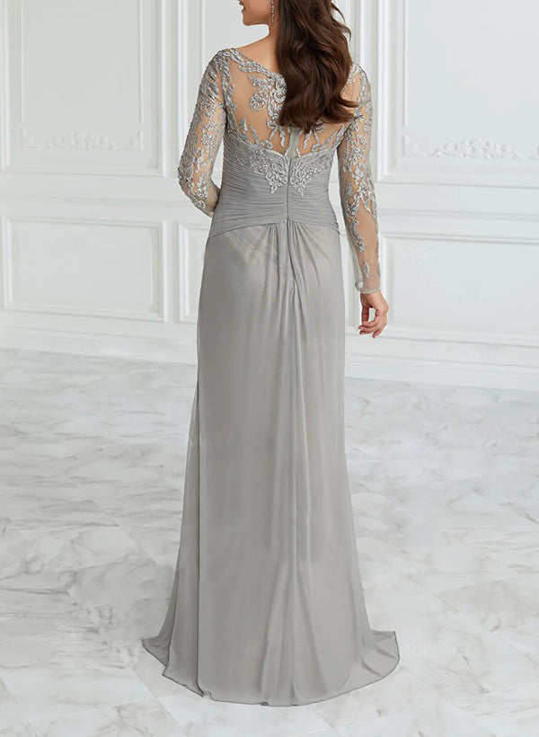 A Line Princess V Neck Floor Length Mother Of The Bride Dresses With Lace Ruffle