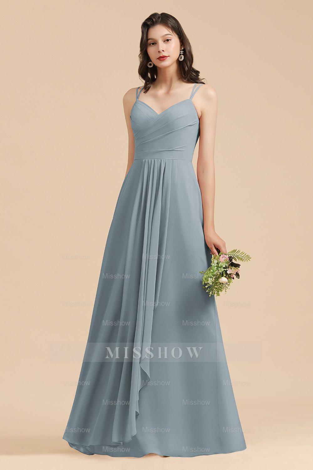 Affordable V-Neck Ruffle Dusty Blue Chiffon Bridesmaid Dresses Affordable V-Neck Ruffle Dusty Blue Chiffon Bridesmaid Dresses