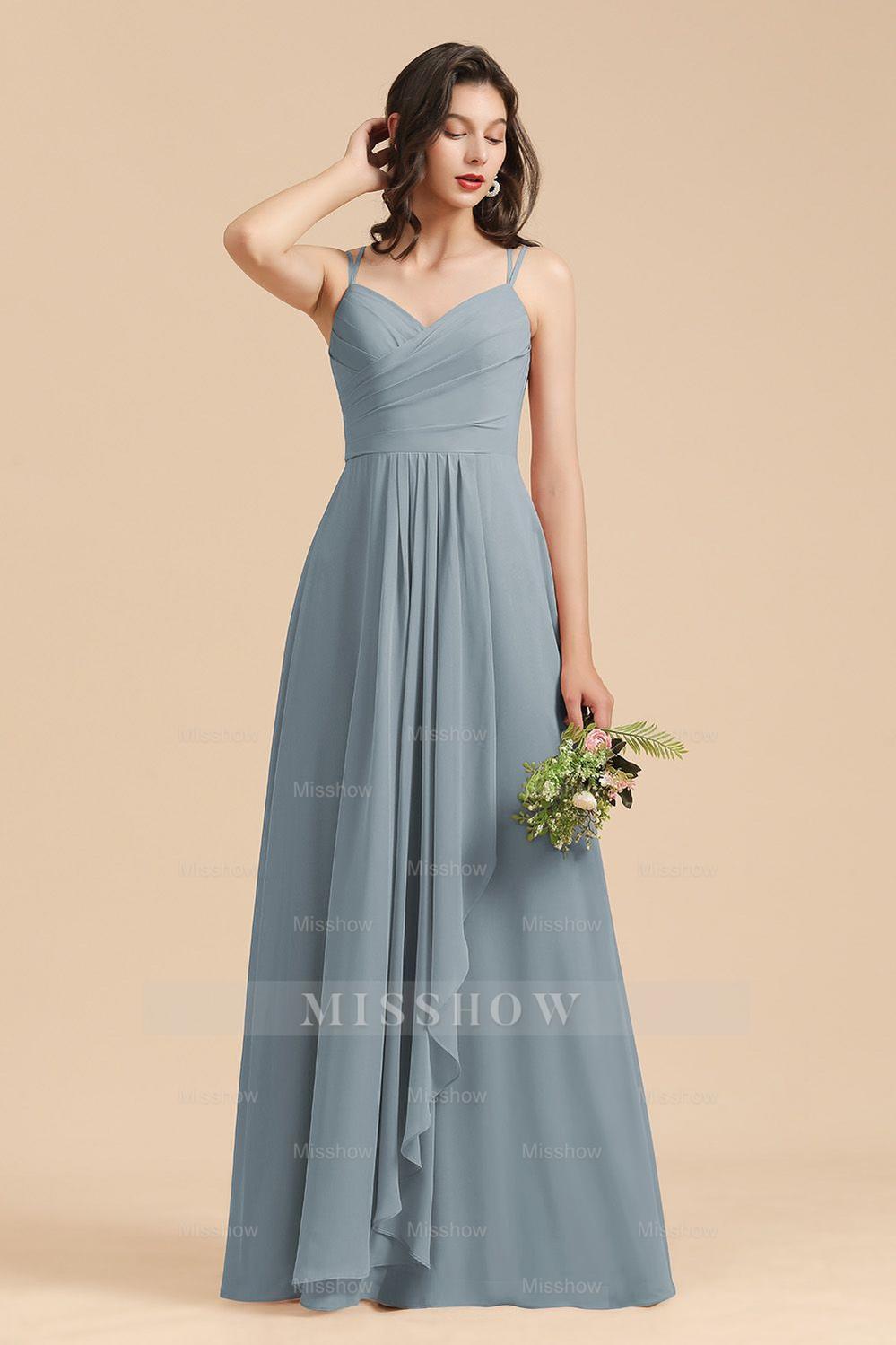 Affordable V-Neck Ruffle Dusty Blue Chiffon Bridesmaid dresses Affordable V-Neck Ruffle Dusty Blue Chiffon Bridesmaid dresses