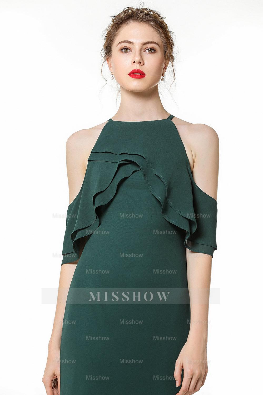 Affordable Off-The-Shoulder Ruffle Dark Green Bridesmaid Dresses Affordable Off-The-Shoulder Ruffle Dark Green Bridesmaid Dresses