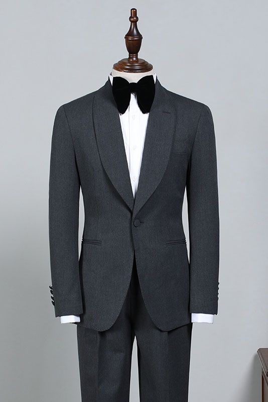 All Black One Button Slim Fit Groom’s Wedding Suit