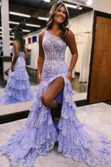Amazing Column Satin Sleeveless Prom Evening Dresses With Ruffles Split