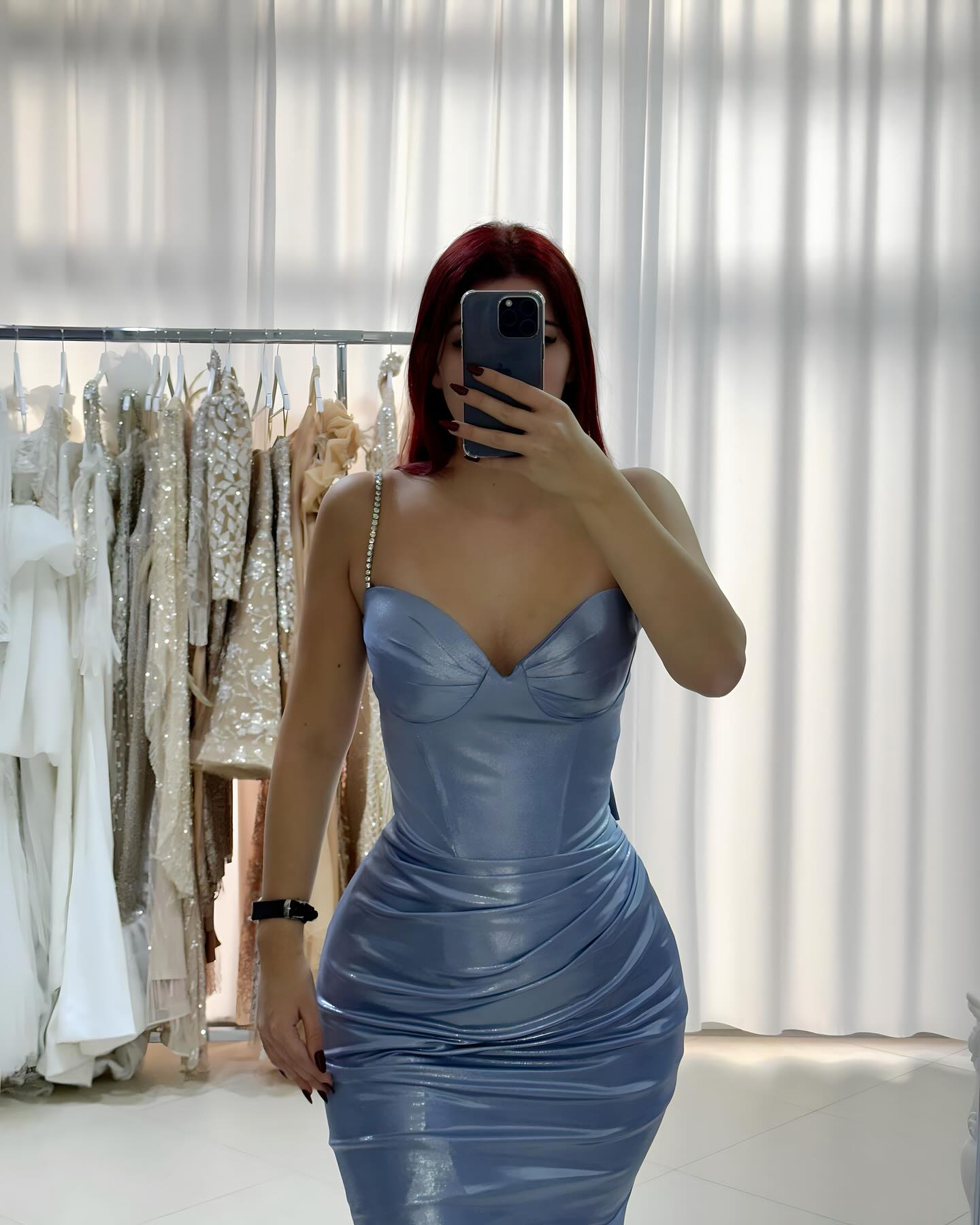 Amazing Column Sweetheart Sleeveless Ruffles Satin Blue Prom Dress misshow
