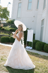 Amazing Long Ivory A-line Strapless Lace Wedding Dress