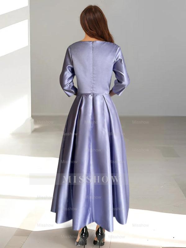 Ankle-Length Mother of the Bride A-Line Dress with Half Sleeves and Pockets
