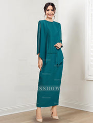 Ankle-Length Mother of the Bride Sheath/Column Dresses with Jewel Neck