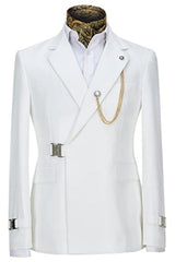 Aries Simple White Notched Lapel Men's Prom Suit