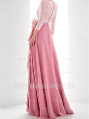 Asymmetrical A-Line Princess Jewel Neck Gown with Long Sleeves Sequin Feather and Pearl Details
