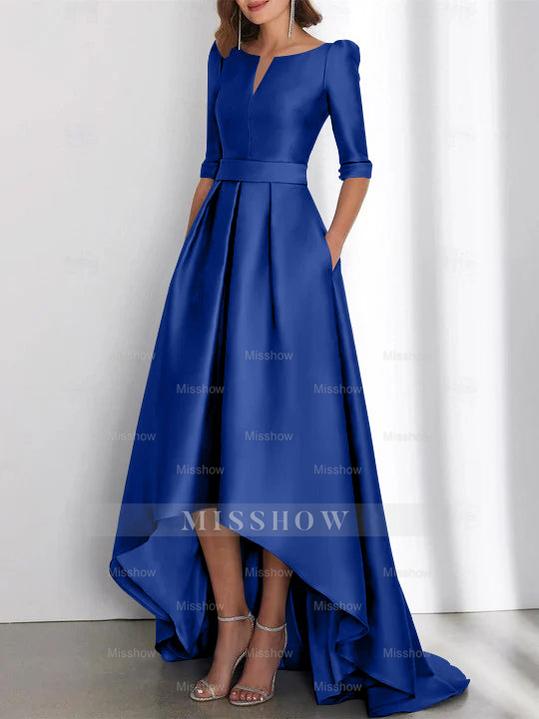 Asymmetrical A-Line Princess Mother of the Bride Dresses with Half Sleeves and Pockets