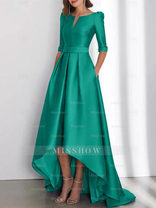 Asymmetrical A-Line Princess Mother of the Bride Dresses with Half Sleeves and Pockets