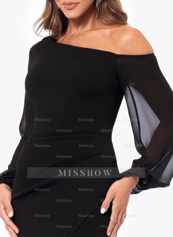 Asymmetrical One-Shoulder Mermaid Trumpet Gown with Long Sleeves for the Mother of the Bride